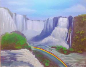 Водопад рисунок детский