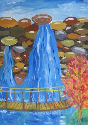 Водопад рисунок детский