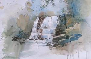 Маленький водопад в лесу