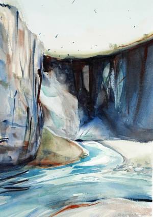 Картина акварелью  Водопад Абай-Су в интернет-магазине Ярмарка Мастеров по цене 3400 ₽