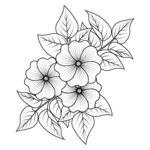 Черно-белый рисунок цветов с листьями и словом «герань» внизу