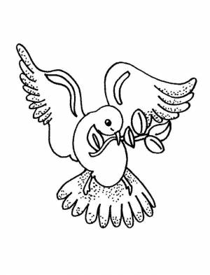 Раскраски Раскраска Голубь с веточкой в клюве голубь мира