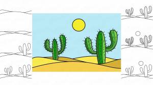 Как нарисовать кактусы в пустыне