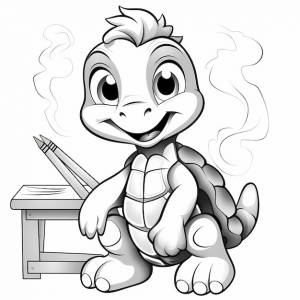 Раскраски мультфильмов черепаха простые черно-белые изображения