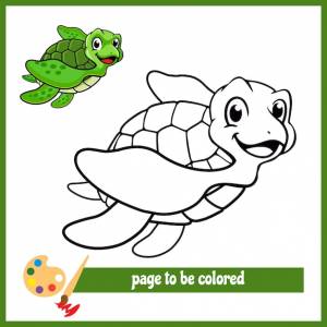 Мультяшная черепаха зеленая раскраска картинки 1