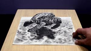 Реалистичный 3D Рисунок Морская Черепаха