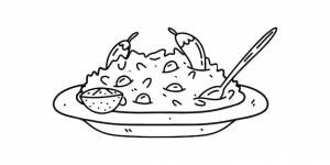 Тушеная фасоль с рисом в стиле каракулей ручной работы традиционная кубинская еда