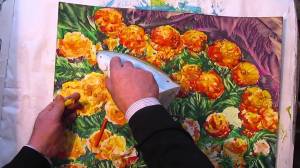 Как рисовать ЦВЕТЫ БАРХАТЦЫ восковыми красками