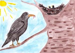 Грач рисунок для детей