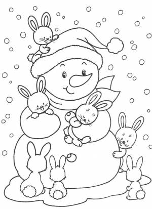 Раскраски Раскраска Снеговик раскраски зима, Download print coloring page