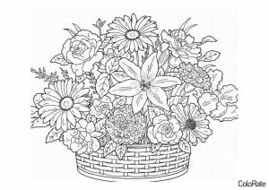 Раскраска Корзинка с цветами