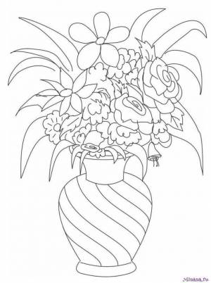 Раскраска цветы в вазе 4