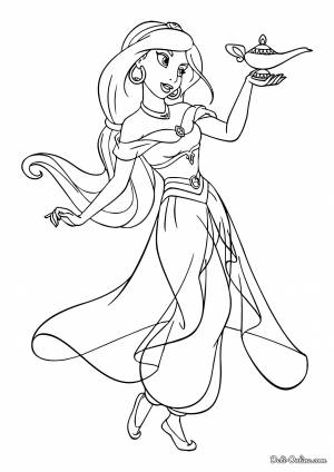 Раскраска Жасмин и волшебная лампа