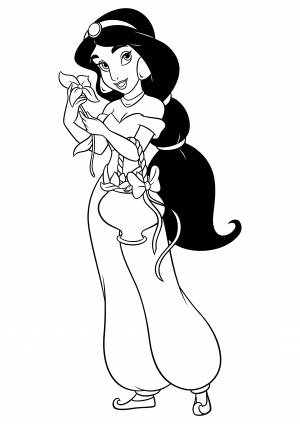 Раскраска Жасмин с весенними цветами