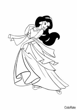 Раскраска Жасмин кружится в танце