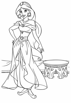 Раскраска Принцесса Жасмин Стол