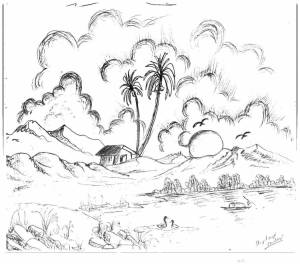 Остров рисунок легкий