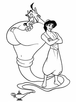 Раскраска Аладдин и Жасмин для