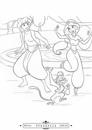 Танцуют Жасмин, Аладдин и Абу