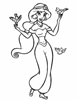 Раскраски Жасмин и Алладин