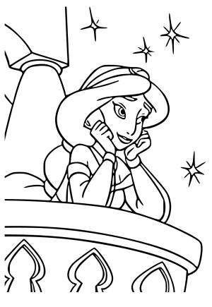 Раскраска Принцесса Жасмин Балкон