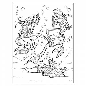 Раскраска Рапунцель, Жасмин и Ариель