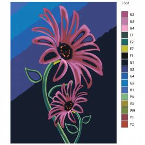 F63-60x80 Неоновые герберы Раскраска картина по номерам на холсте