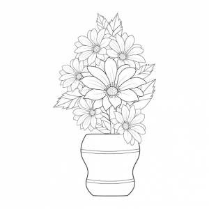 Рисованной ботанические весенние элементы букет герберы ромашки цветок линии искусства раскраски страницы