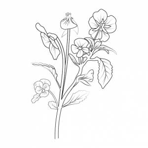 Анютины глазки рисование контур фиолетовый цветок штриховая графика анютины глазки рисование линий раскраски