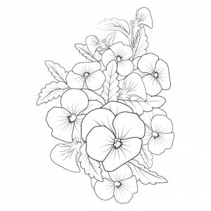 Черно-белый рисунок букета анютиных глазок традиционные татуировки анютины глазки раскраски анютины глазки