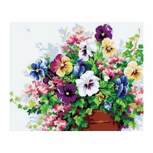 Букет анютиных глазок Раскраска по номерам на холсте Iteso IT-A092 40х50 см недорого