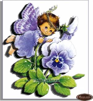 РТ130032, объемная картина в технике папертоль «Ангел анютины глазки»