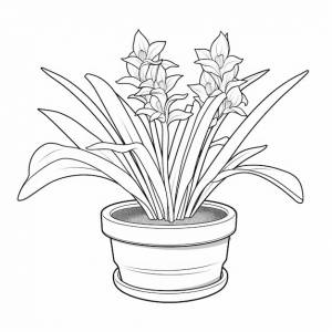Раскраска реалистичное освещение гиацинт в горшке