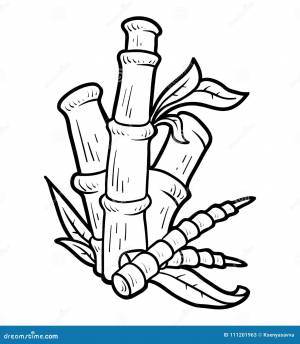 Книжка-раскраска, бамбук иллюстрация вектора