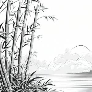 Раскраска бамбук, покачивающийся на ветру