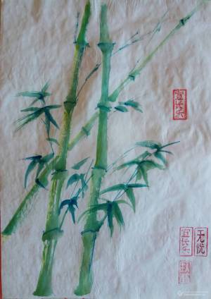 Картина «Бамбук» Бумага, Акварель 2019 г