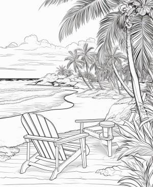 Пляж, океан, пальмы шезлонг