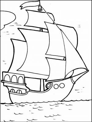 Раскраска Корабль на море