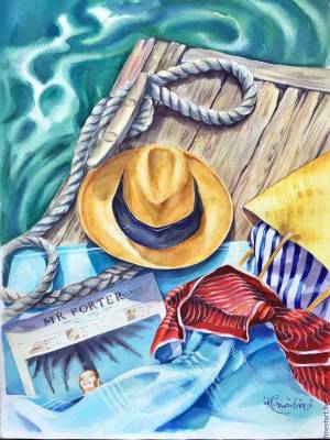 Акварельный рисунок Отдых на море акварель