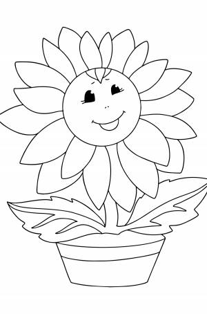 Раскраска Подсолнух с глазами ♥ Онлайн и !