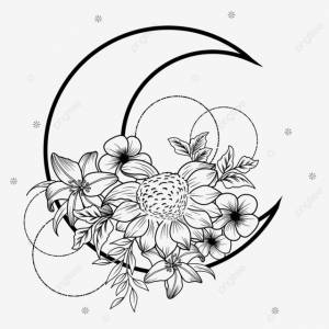 рисунок раскраска эстетический подсолнух и луна PNG , цветочный рисунок, рисунок солнца, рисунок луны PNG картинки и пнг PSD рисунок для й загрузки