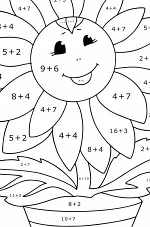 Раскраска Подсолнух с глазами ♥ Онлайн и !