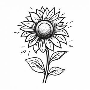 Подсолнух с листом на нем