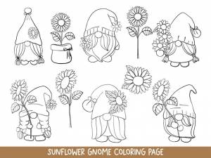 Раскраска подсолнух гномов