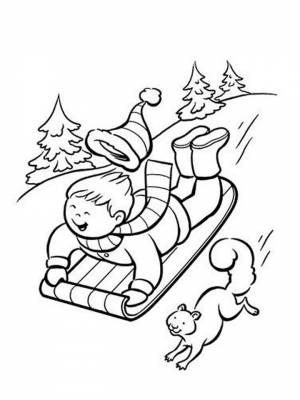 Раскраски зима в деревне   в формате