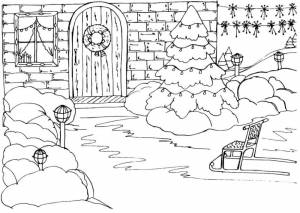 Раскраска Зимний пейзаж