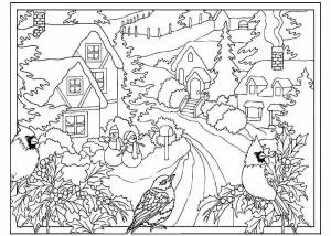 Зима природа раскраска