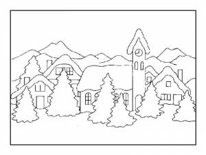 Раскраска зимний пейзаж