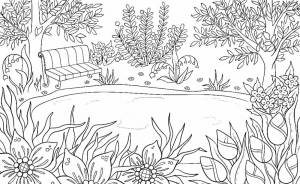 Раскраска Пруд в саду