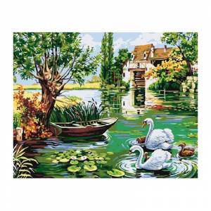 Деревенский пруд Раскраска картина по номерам акриловыми красками на холсте Molly